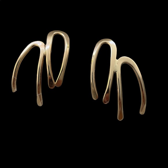 14k Yellow Gold Wishbone Earrings- Vintage - Picture 2 of 10